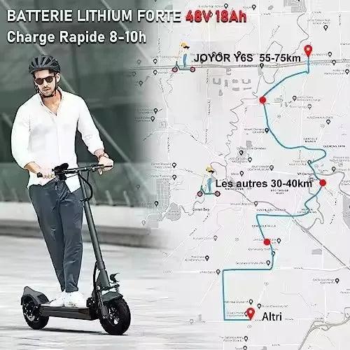 Y6S Adult Electric Scooter - 500W rated 800W Max 48V 18Ah Professional Electric Scooter for Work 10 Inch Tyre Shock Absorption - Franklyn & Page E-Bike Emporium