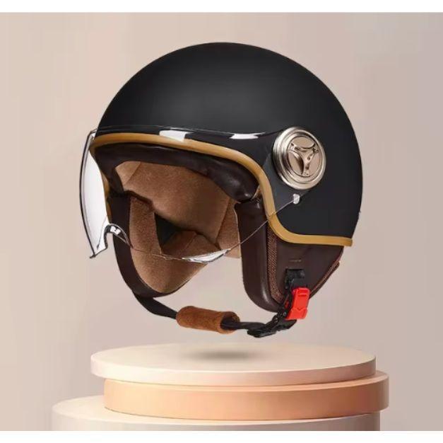 Vintage Electric Motorcycle Helmet Vintage Casque Anti Mist Hat Men's and Women's Skateboarding Warm Helmet Winter Safety Helmet - Franklyn & Page Emporium