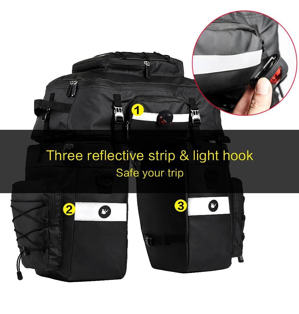 Bike Pannier Bag 3 In 1 Big Capacity With Rain Cover Rear Rack Seat Trunk Bags For Mtb Road Folding Bicycles E-Bike - Franklyn & Page E-Bike Emporium
