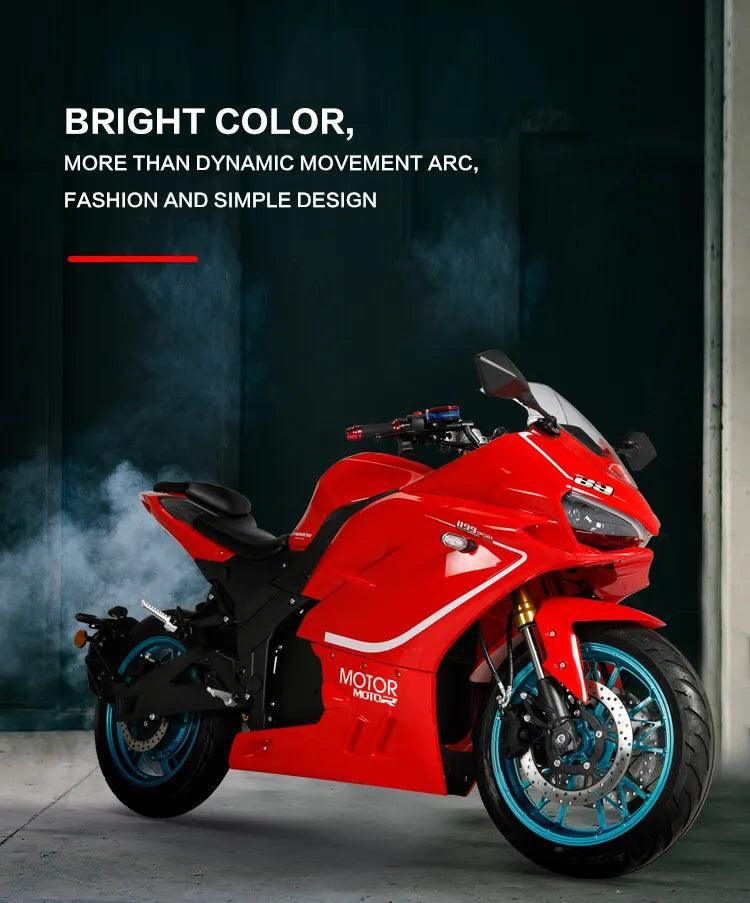 Powerful Fast charging type 2 (Speed 140 km/h)(250km range) Electric motorcycle racing sports road superbikes 20000w 72v 120Ah Ducati