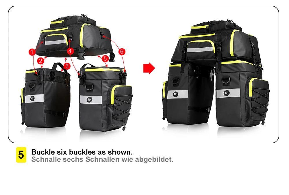 Bike Pannier Bag 3 In 1 Big Capacity With Rain Cover Rear Rack Seat Trunk Bags For Mtb Road Folding Bicycles E-Bike - Franklyn & Page E-Bike Emporium