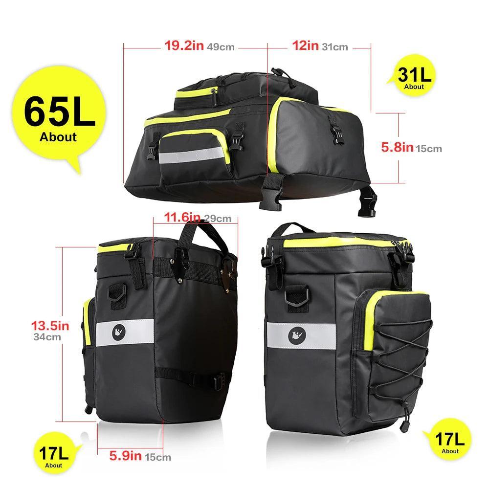 Bike Pannier Bag 3 In 1 Big Capacity With Rain Cover Rear Rack Seat Trunk Bags For Mtb Road Folding Bicycles E-Bike - Franklyn & Page E-Bike Emporium