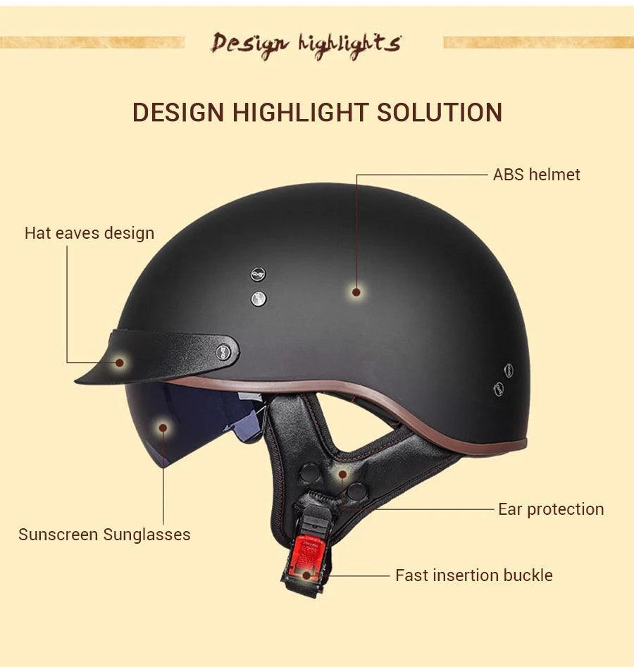 Retro Motorbike Helmet Summer Men Motorbike Riding Protective Helmet Women Motorcycle Half Helmet