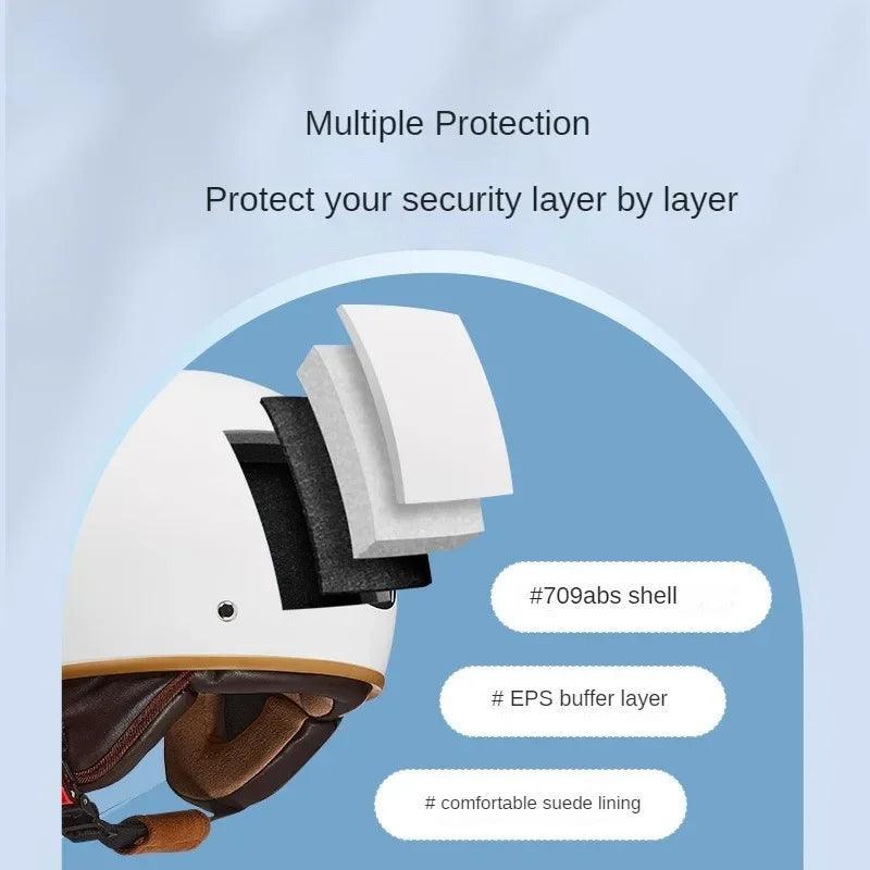 Vintage Electric Motorcycle Helmet Vintage Casque Anti Mist Hat Men's and Women's Skateboarding Warm Helmet Winter Safety Helmet - Franklyn & Page Emporium