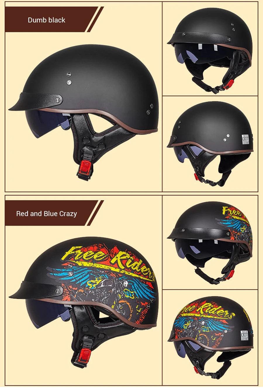 Retro Motorbike Helmet Summer Men Motorbike Riding Protective Helmet Women Motorcycle Half Helmet