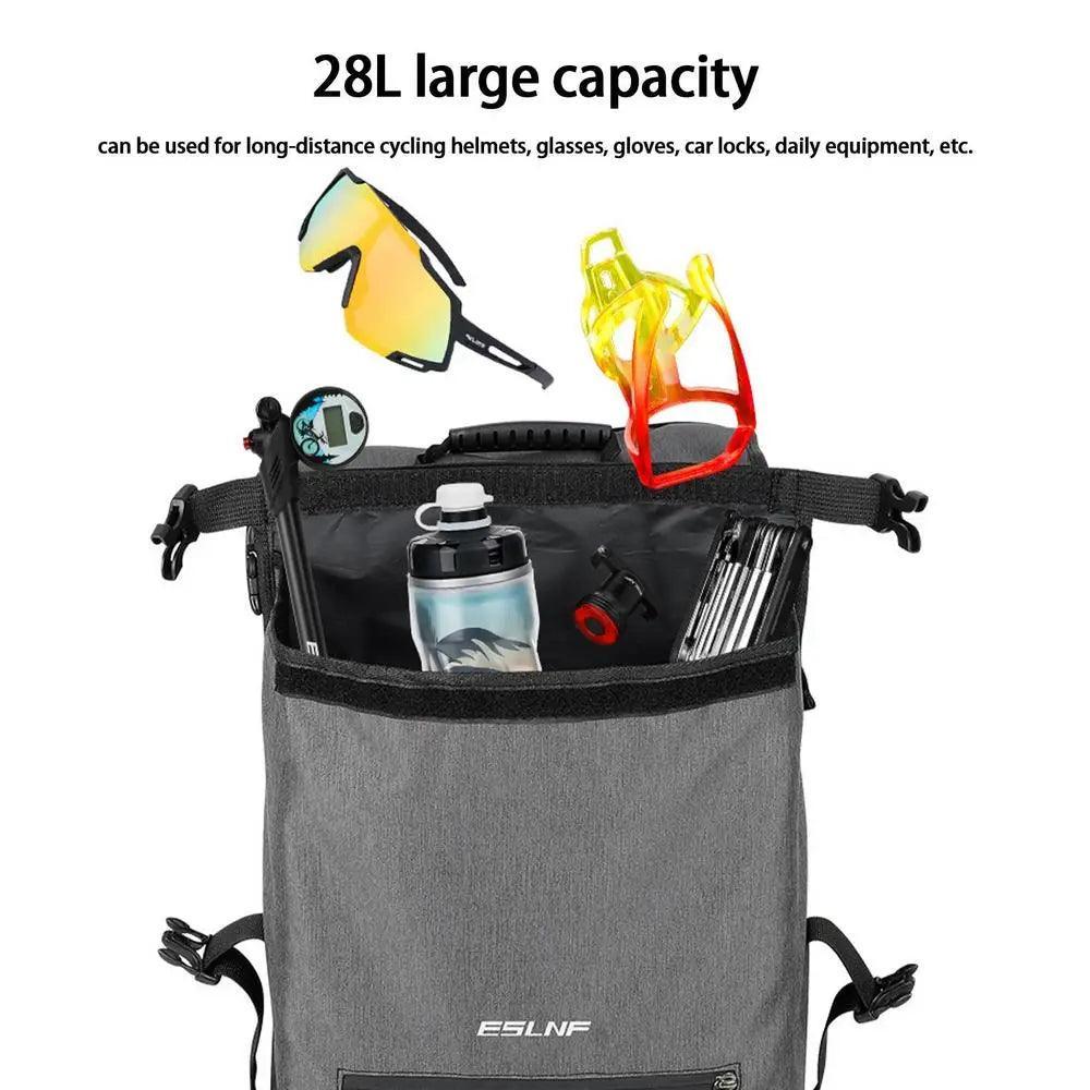 Portable Waterproof Bicycle Carrier Bag 28L Rear Rack Trunk Bike Luggage Carrier Tail Seat Pannier Portable Double Bike Bag - Franklyn & Page Emporium