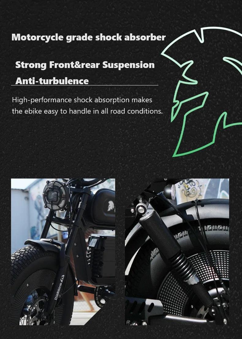 3000W 60V 45AH Electric bicycle with bluetooth speaker Ebike 20" Fat Tire vintage E-bike - Franklyn & Page Emporium