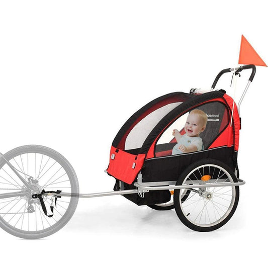 Child Bike Trailer Double Seat Carrier Converts to Stroller Foldable Children Bicycle Trailer for Toddlers Kids Pet Bike Trailer