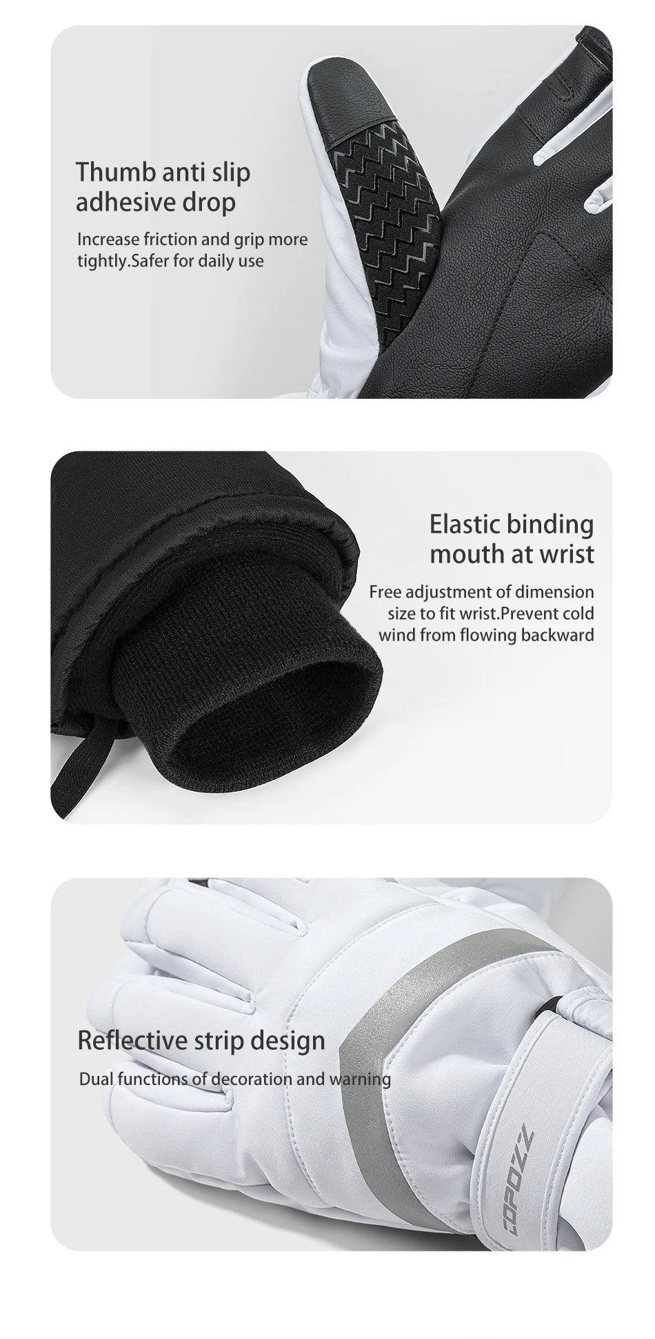 Winter Ski Gloves Thinsulate Snowboard Gloves Thermal Warm Touch Screen Skiing Gloves Men Women