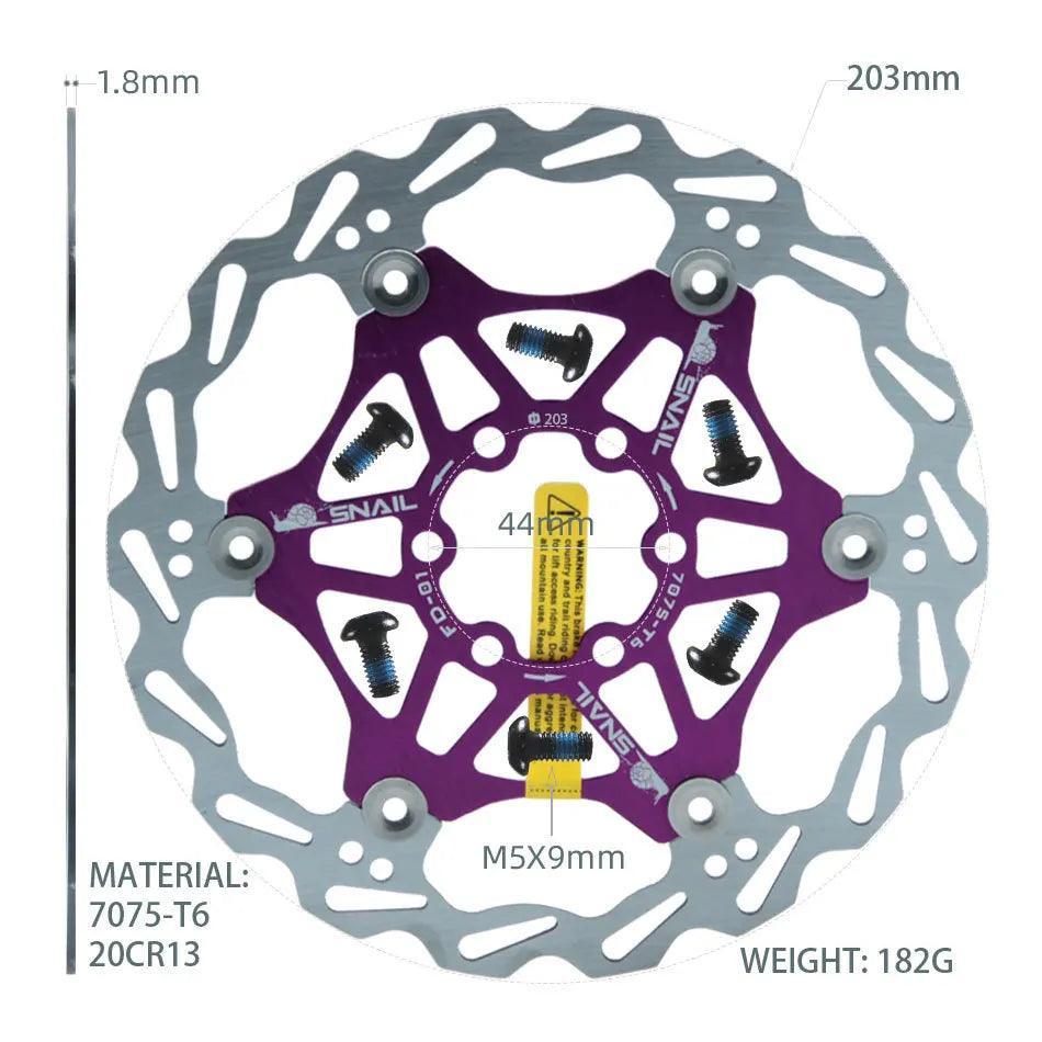 Snail Floating Disc Mountain Bike Cooling Floating Disc Ultra-light Six Pin Disc Brake Disc 160 180 203mm Accessories