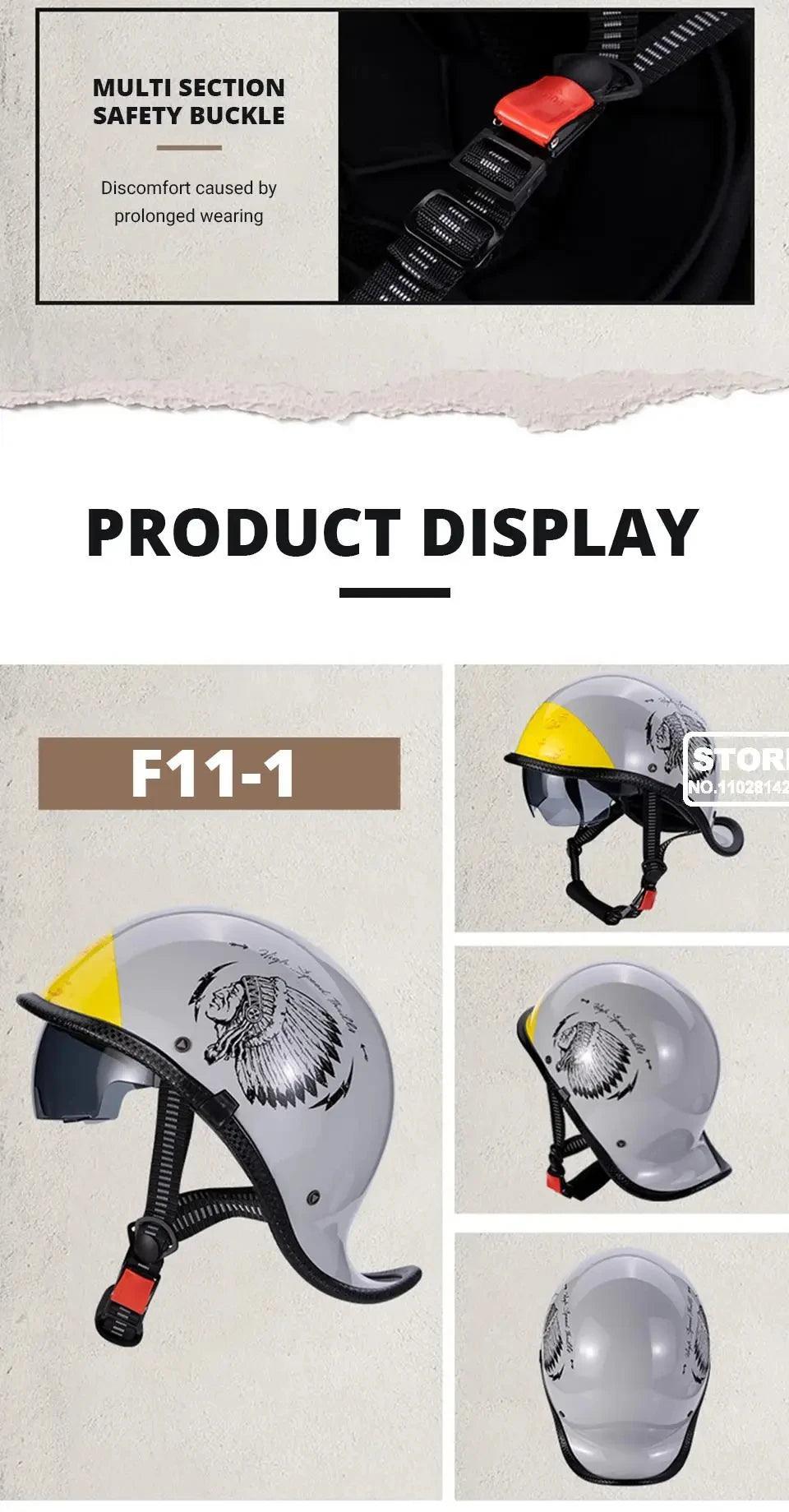 Retro Helmet Half Face Windshield Motorcycle Helmet Men Women Scooter Casco Motorbike Cycling Helmet ABS Material