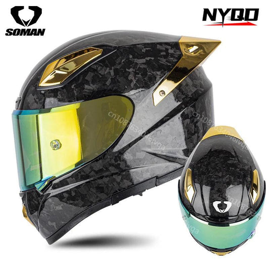 DOT approved Carbon Fibre Helmet Helm Casque Kask Casco with tinted mirror visor - Franklyn & Page Emporium