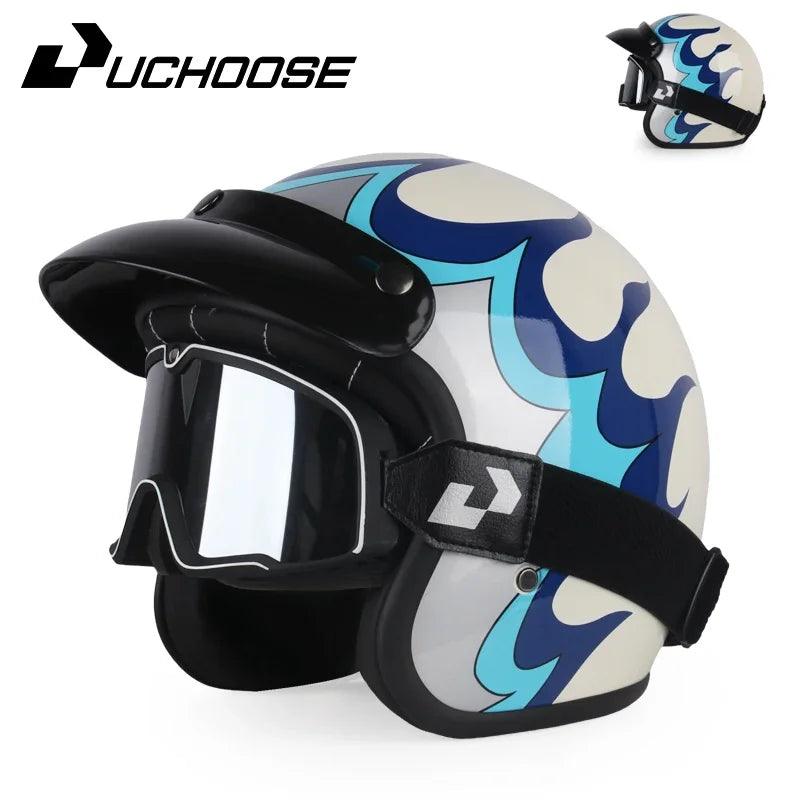 DOT Open Face Three Quarters Casco Moto Motorcycle Accessories Men Moto Helmets Certificated Retro Motorcycle Helmet Free Goggle