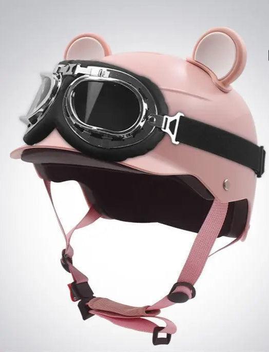 Motorcycle Helmet German Leather Style Pilot Motorcycle Open Face Retro Half Helmet Cruise Chopper Biker Helmet