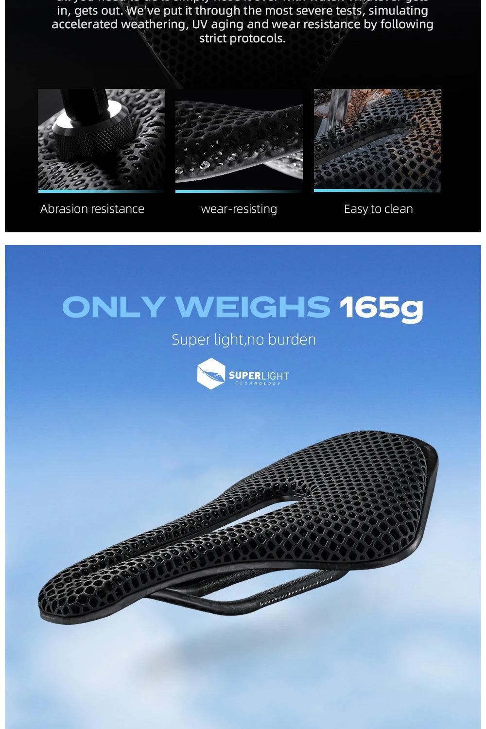 RYET 3D Printed Carbon Bike Saddle For MTB Road Bike Cycling Seat Bicycle Ultralight Saddle Full Carbon Cushion Cycling Parts - Franklyn & Page Emporium