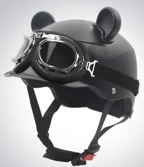 Motorcycle Helmet German Leather Style Pilot Motorcycle Open Face Retro Half Helmet Cruise Chopper Biker Helmet