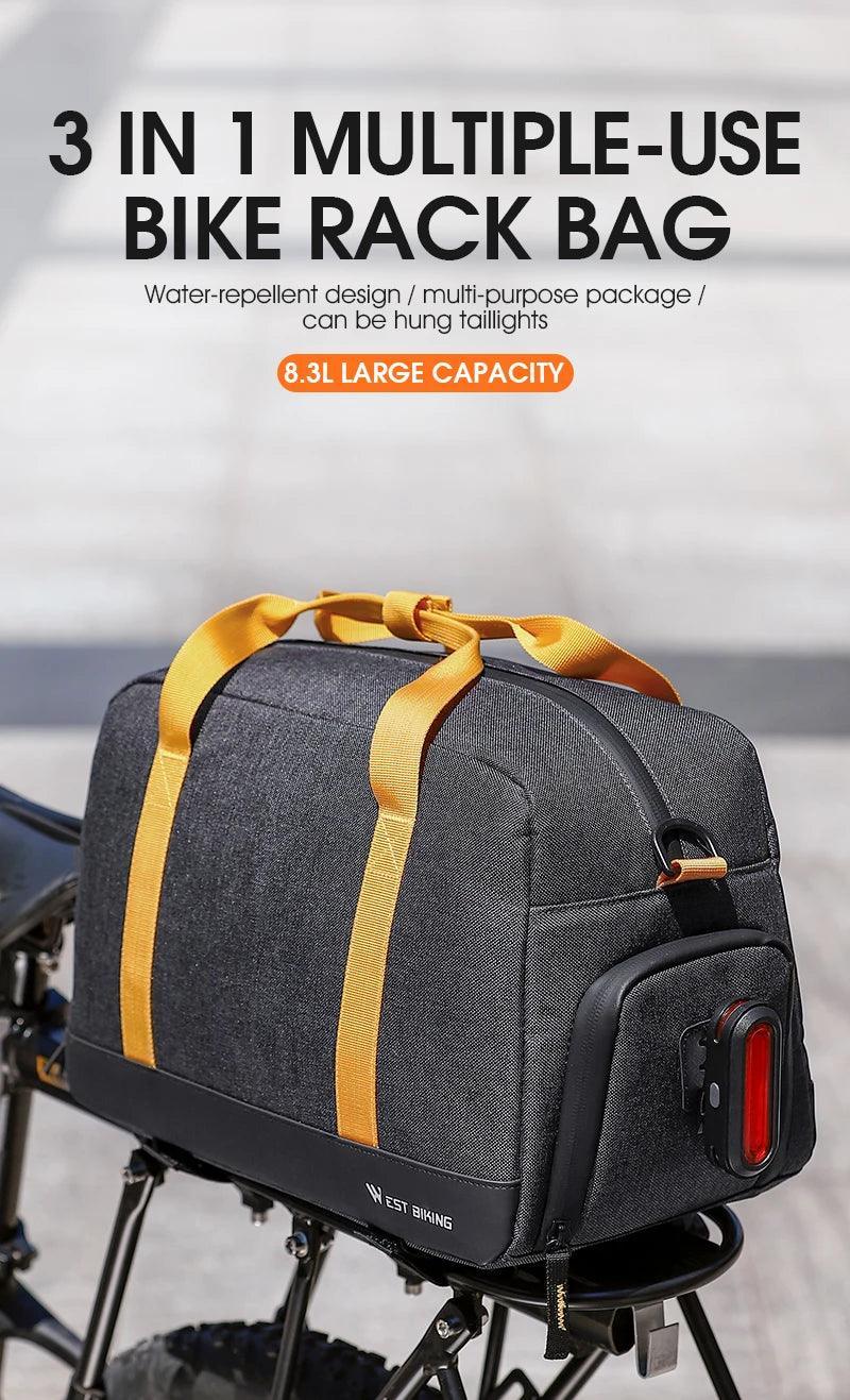 Waterproof MTB Bike Pannier Bag 8.3L Bike Trunk Bag Cycling Bicycle Rear Rack Storage Luggage Bag Shoulder Bag - Franklyn & Page Emporium