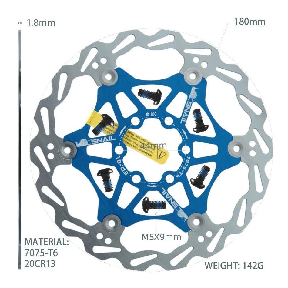Snail Floating Disc Mountain Bike Cooling Floating Disc Ultra-light Six Pin Disc Brake Disc 160 180 203mm Accessories