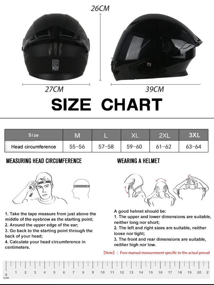 Premium DOT Approved Helmets Crash Motorbike Protective Gear Men Women Flip Up Helmet Motorcycle Visor - Franklyn & Page Emporium