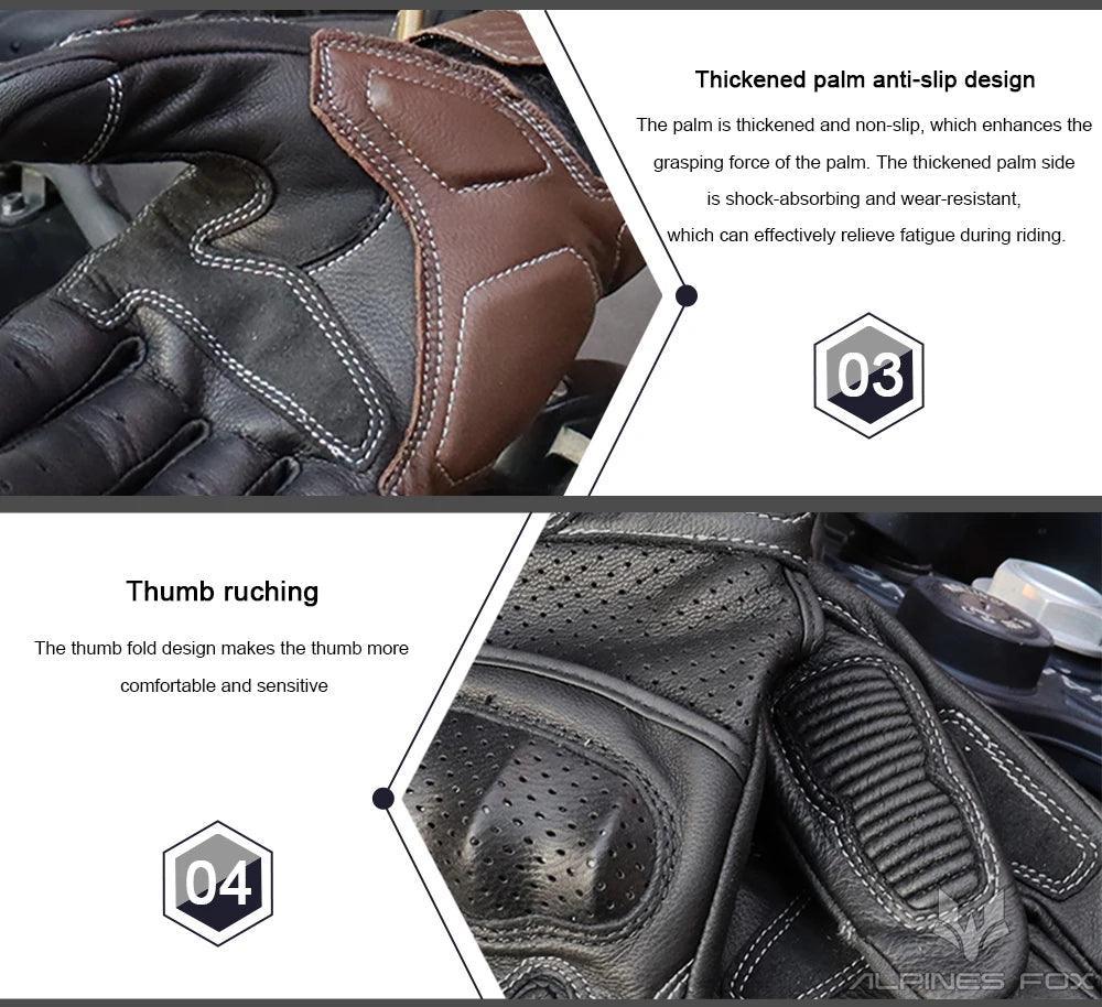 Brown Vintage Leather Motorcycle Gloves Men CE Certification Motorbike Riding Touch Screen Motocross Moto Racing Biker Glove XXL