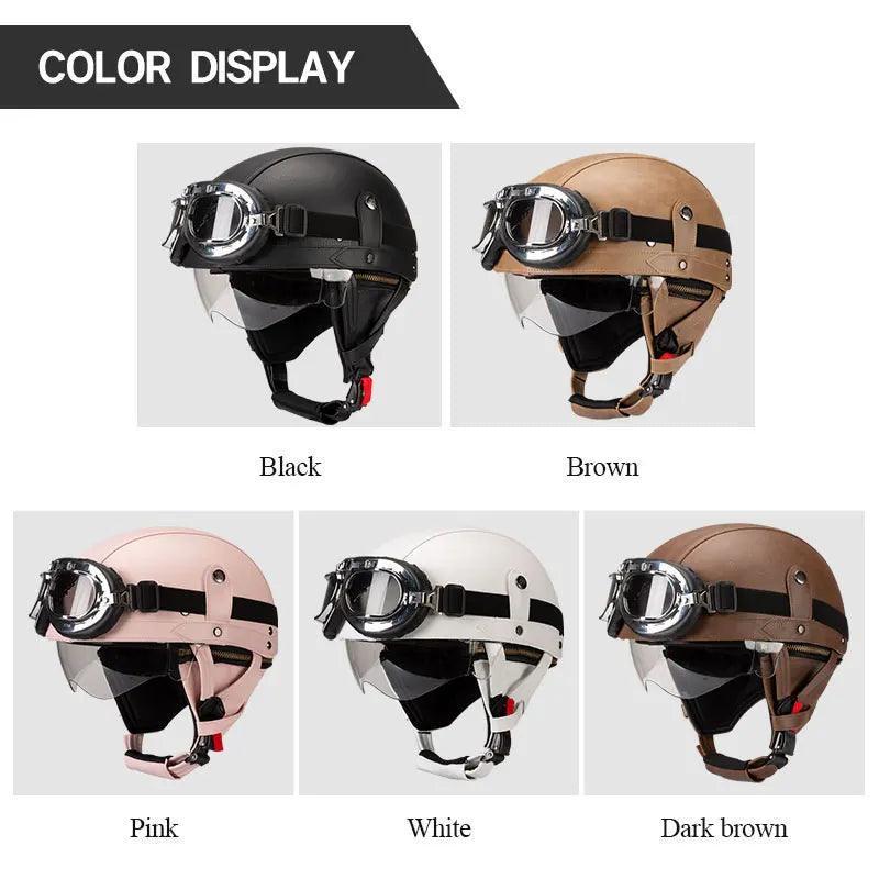 Vintage Black Motorcycle Helmet Retro Half Helmet Shell Matte Motorbike Protection Safety Cap Cascos Para Motos