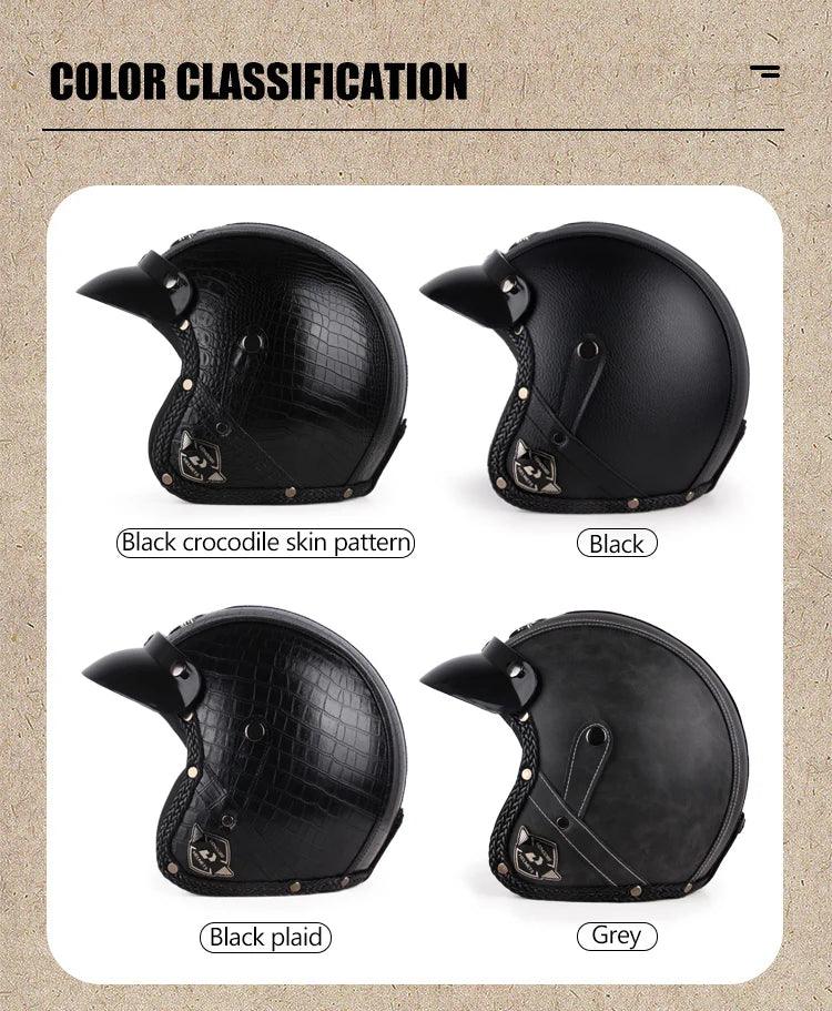 DOT Open Face Three Quarters Casco Moto Motorcycle Accessories Men Moto Helmets Certificated Retro Motorcycle Helmet Free Goggle
