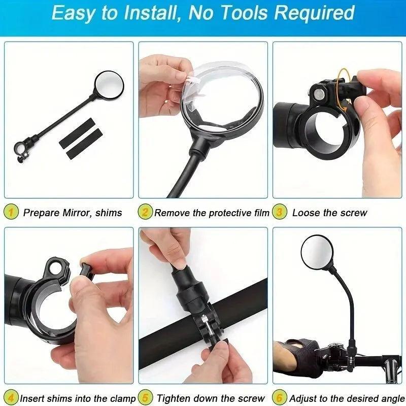 2PCS Bike Mirror Bike Handlebar Wide Angle Rearview Mirror Rotatable Shockproof And Adjustable - Franklyn & Page E-Bike Emporium