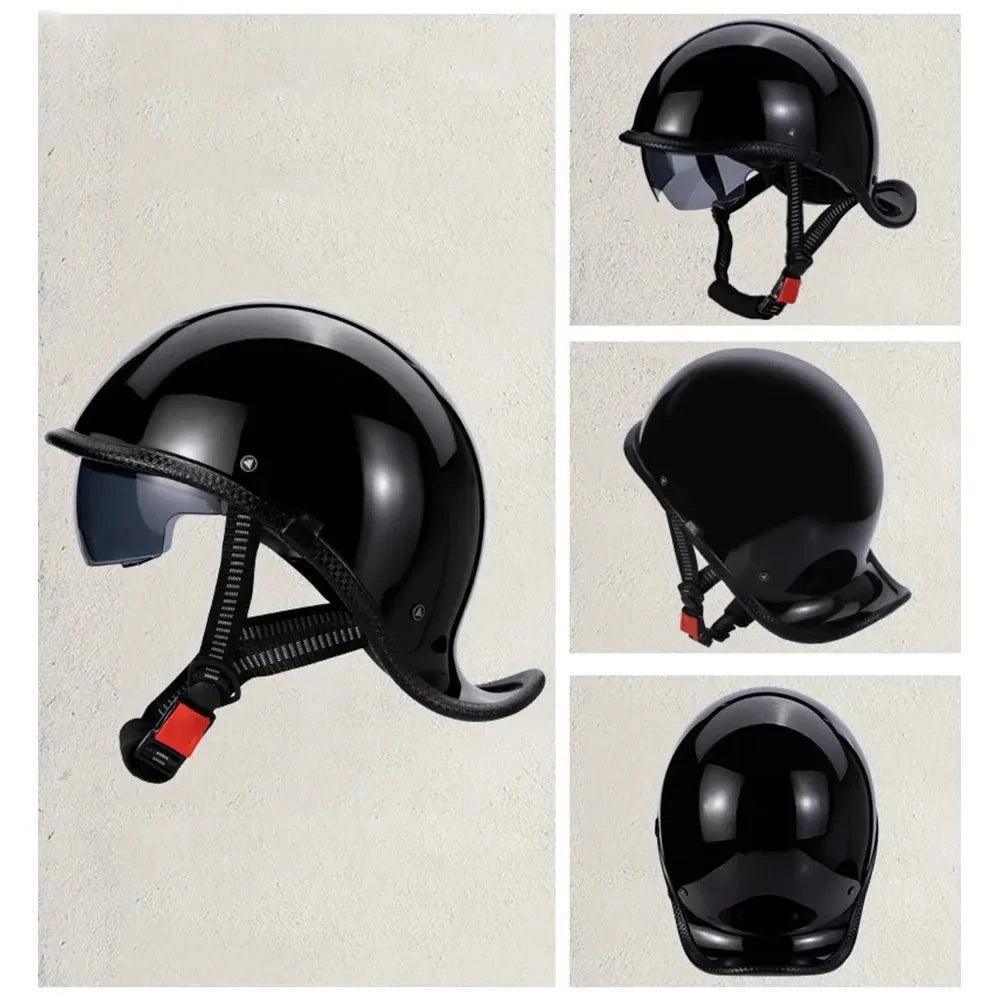 Retro Helmet Half Face Windshield Motorcycle Helmet Men Women Scooter Casco Motorbike Cycling Helmet ABS Material