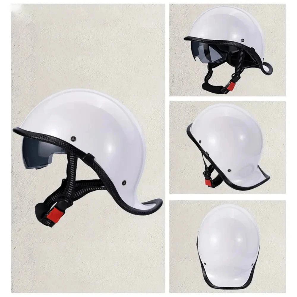 Retro Helmet Half Face Windshield Motorcycle Helmet Men Women Scooter Casco Motorbike Cycling Helmet ABS Material