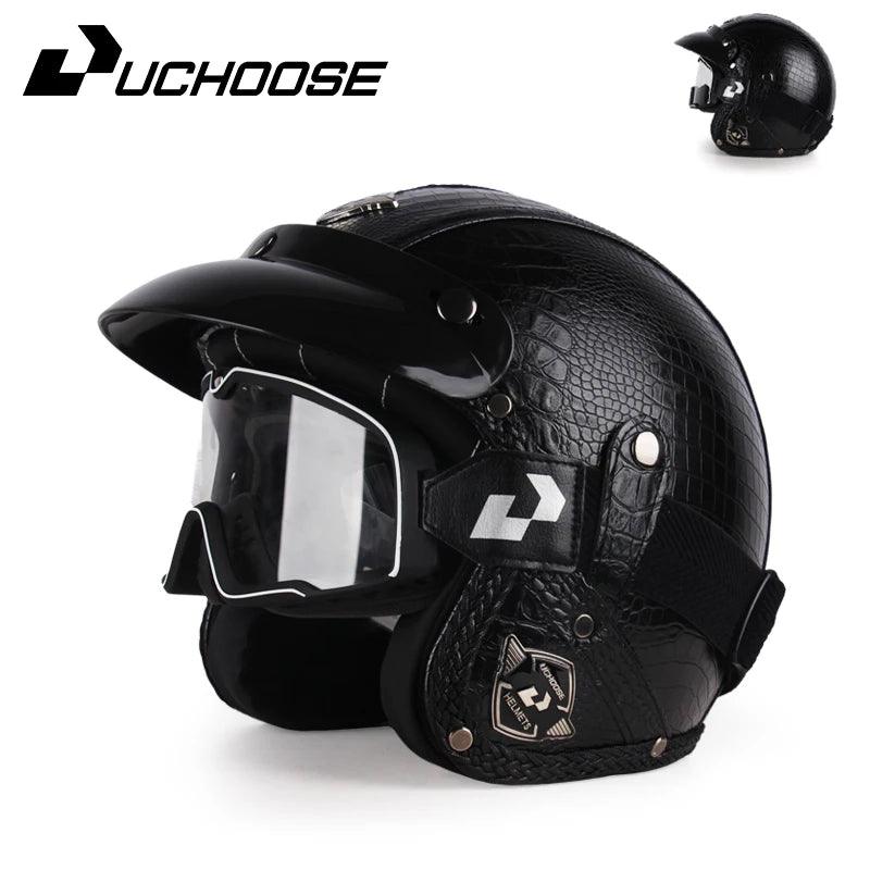 DOT Open Face Three Quarters Casco Moto Motorcycle Accessories Men Moto Helmets Certificated Retro Motorcycle Helmet Free Goggle