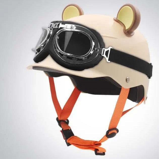 Motorcycle Helmet German Leather Style Pilot Motorcycle Open Face Retro Half Helmet Cruise Chopper Biker Helmet