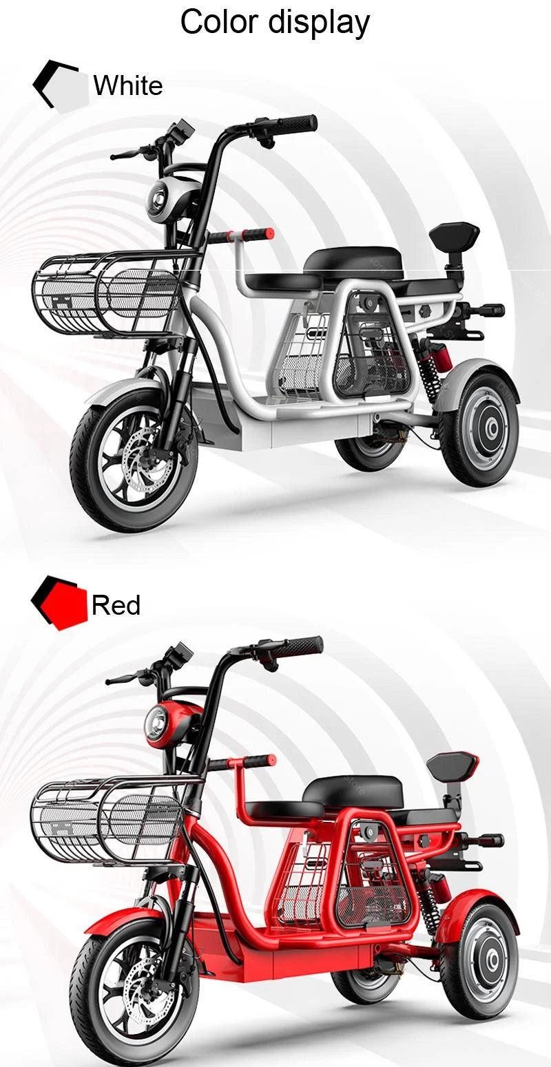 Daibot Electric Scooter Tricycle Three Wheels Electric Scooters 12'' Parent- child White/Blue/Black/Red Adult Electric Bicycle - Franklyn & Page Emporium