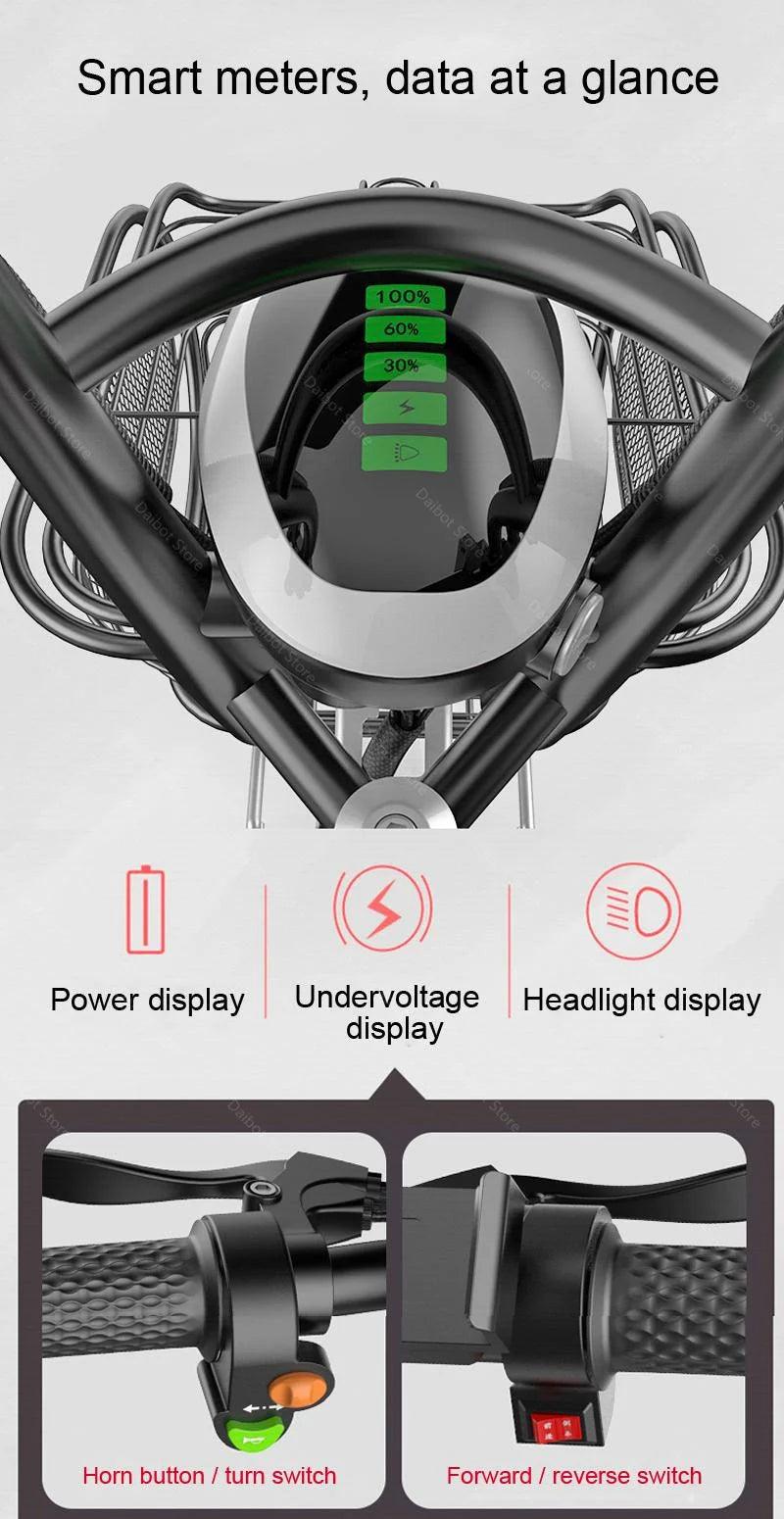 Daibot Electric Scooter Tricycle Three Wheels Electric Scooters 12'' Parent- child White/Blue/Black/Red Adult Electric Bicycle - Franklyn & Page Emporium