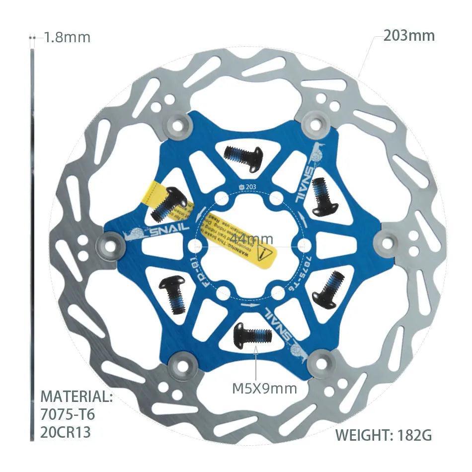 Snail Floating Disc Mountain Bike Cooling Floating Disc Ultra-light Six Pin Disc Brake Disc 160 180 203mm Accessories