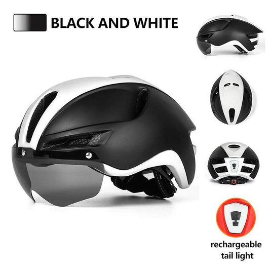 Eastinear 2023 New Road Mountain Bike Helmet Adult Men's Outdoor Sports Cycling Safety Hat With LED Charging Taillight Goggles