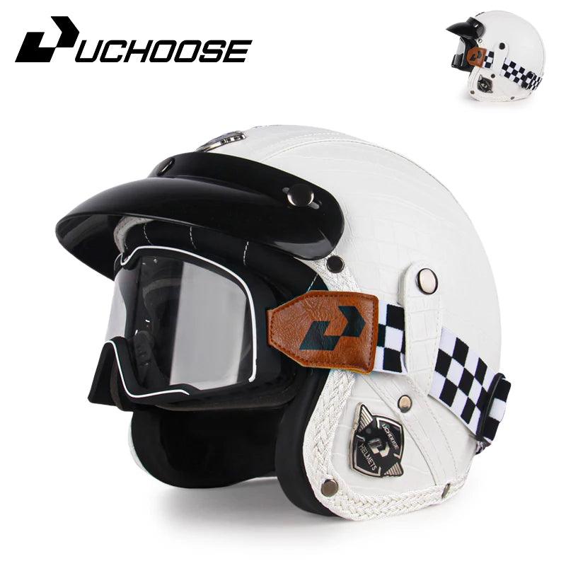 DOT Open Face Three Quarters Casco Moto Motorcycle Accessories Men Moto Helmets Certificated Retro Motorcycle Helmet Free Goggle