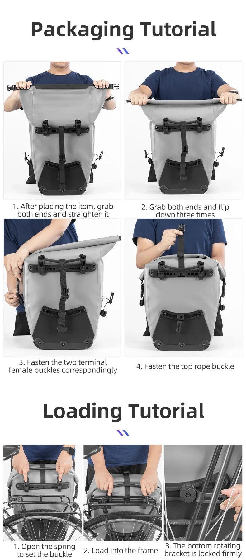 Bike Pannier Bag Waterproof 25L Capacity Bike Rack Bag Mountain Road Bicycle Tail Seat Long Travel Double Side Bike Bag - Franklyn & Page Emporium