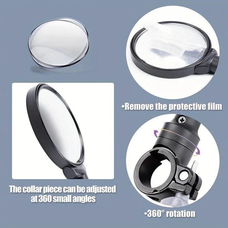 2PCS Bike Mirror Bike Handlebar Wide Angle Rearview Mirror Rotatable Shockproof And Adjustable - Franklyn & Page E-Bike Emporium