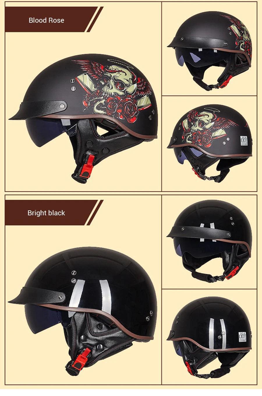 Retro Motorbike Helmet Summer Men Motorbike Riding Protective Helmet Women Motorcycle Half Helmet