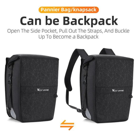 WEST BIKING Multifunctional Bicycle Pannier 17/29L Waterproof Bike Bag Double Side Luggage Rack Shoulder Bag Cycling Backpack - Franklyn & Page Emporium