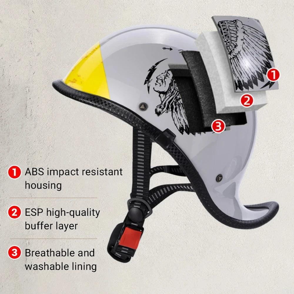 Retro Helmet Half Face Windshield Motorcycle Helmet Men Women Scooter Casco Motorbike Cycling Helmet ABS Material