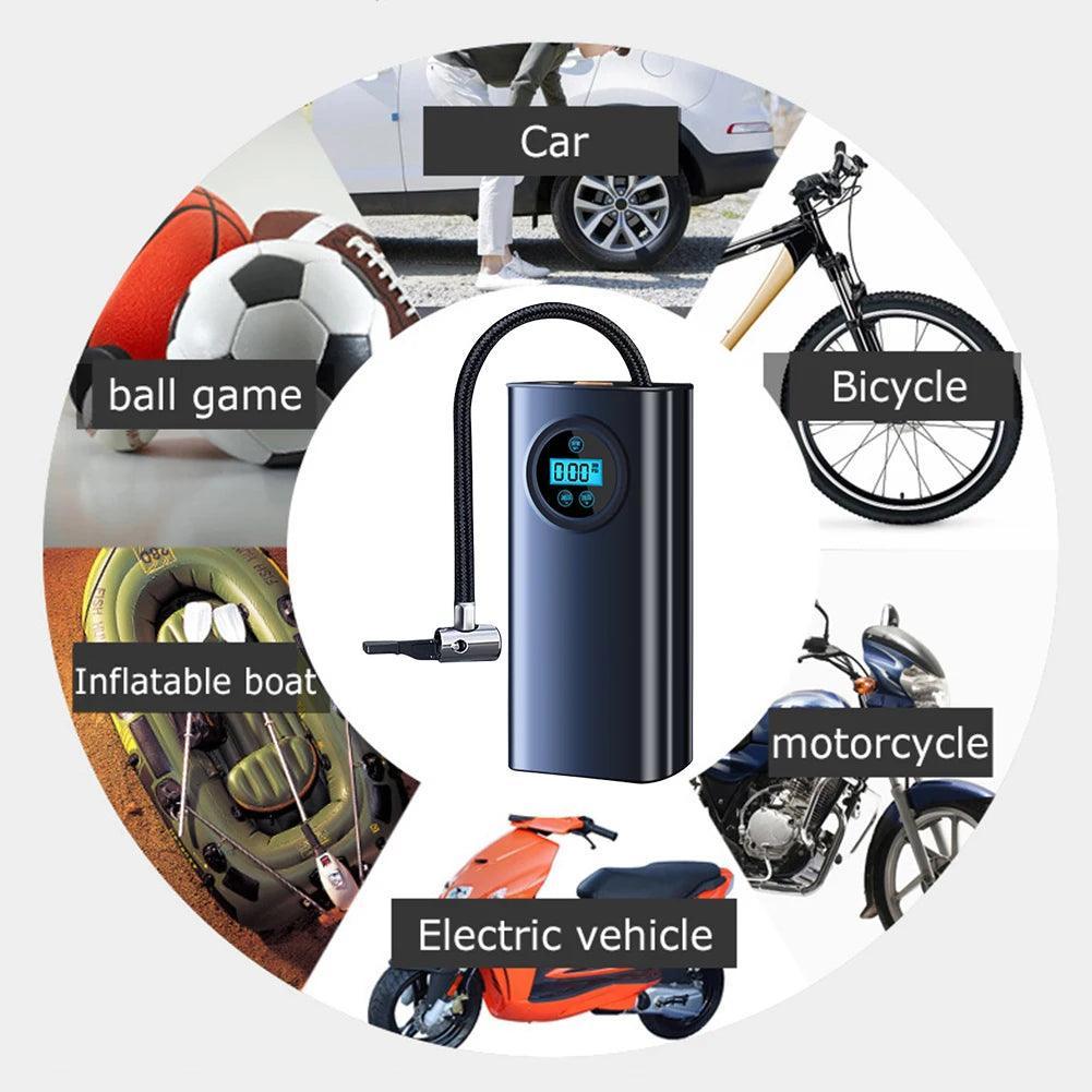 Electric Air Compressor Rechargeable High Precision Car Tyre Inflator LCD Display Portable Air Pump for Car Motorcycle Bike Ball - Franklyn & Page Emporium
