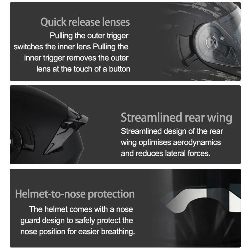 Premium DOT Approved Helmets Crash Motorbike Protective Gear Men Women Flip Up Helmet Motorcycle Visor - Franklyn & Page Emporium