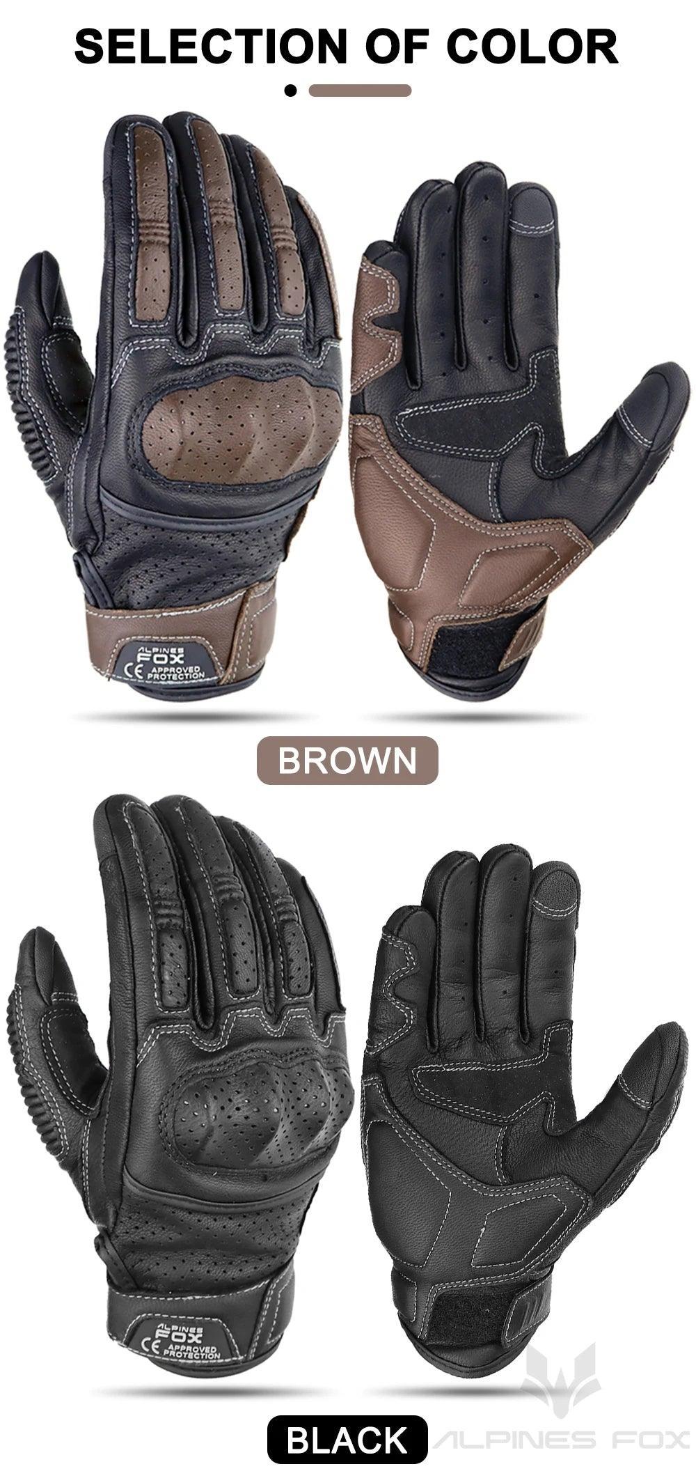 Brown Vintage Leather Motorcycle Gloves Men CE Certification Motorbike Riding Touch Screen Motocross Moto Racing Biker Glove XXL