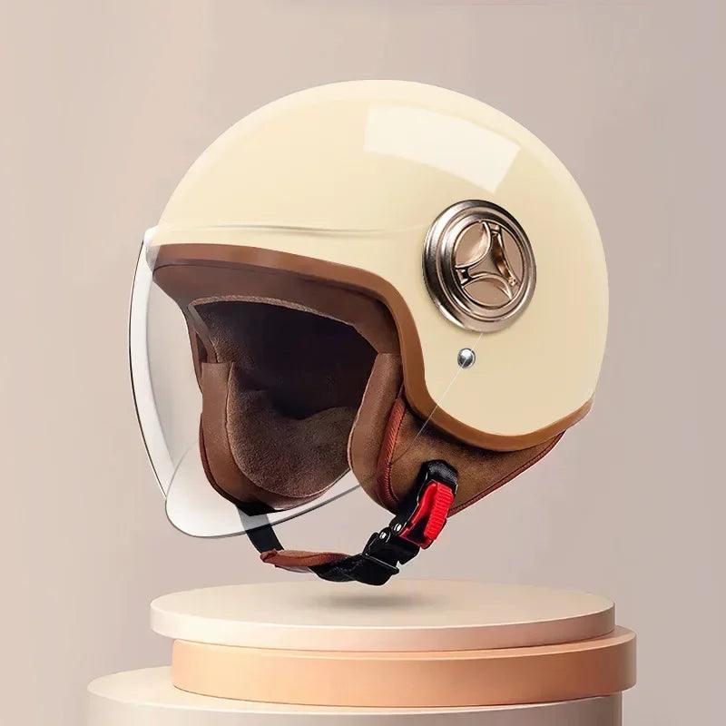 Vintage Electric Motorcycle Helmet Vintage Casque Anti Mist Hat Men's and Women's Skateboarding Warm Helmet Winter Safety Helmet - Franklyn & Page Emporium