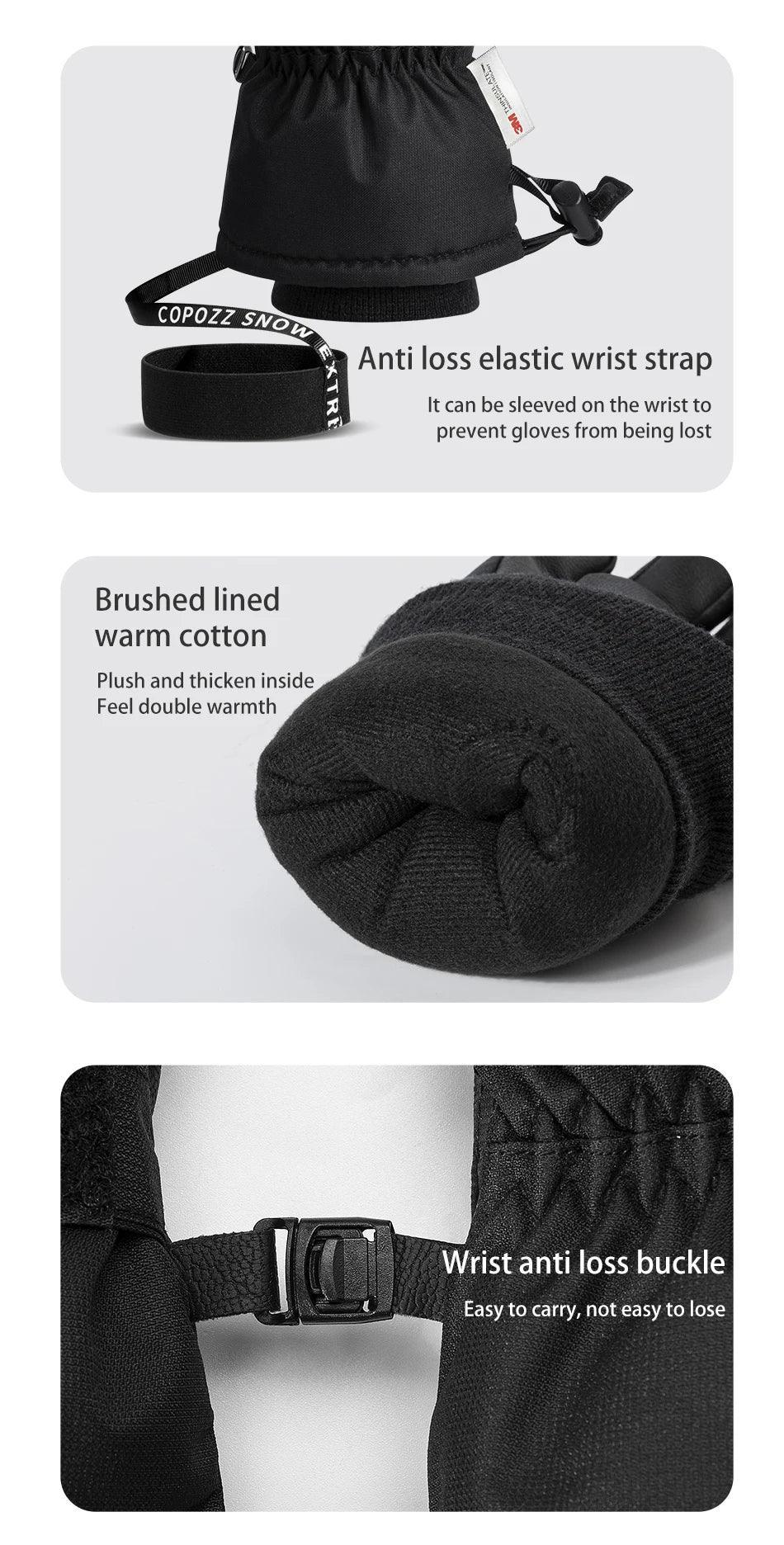 Winter Ski Gloves Thinsulate Snowboard Gloves Thermal Warm Touch Screen Skiing Gloves Men Women