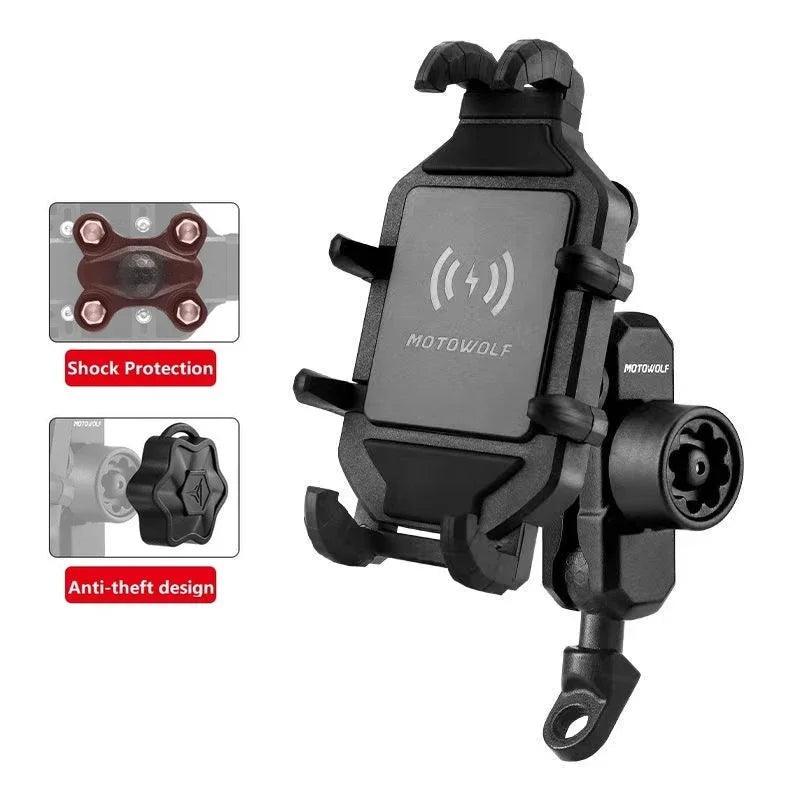 Bike Wireless Charging Phone Holder Cradle 3.0 Quick Charger GPS Moto Support Cellphone Handlebar Mount for 4-7 inch Phone - Franklyn & Page Emporium