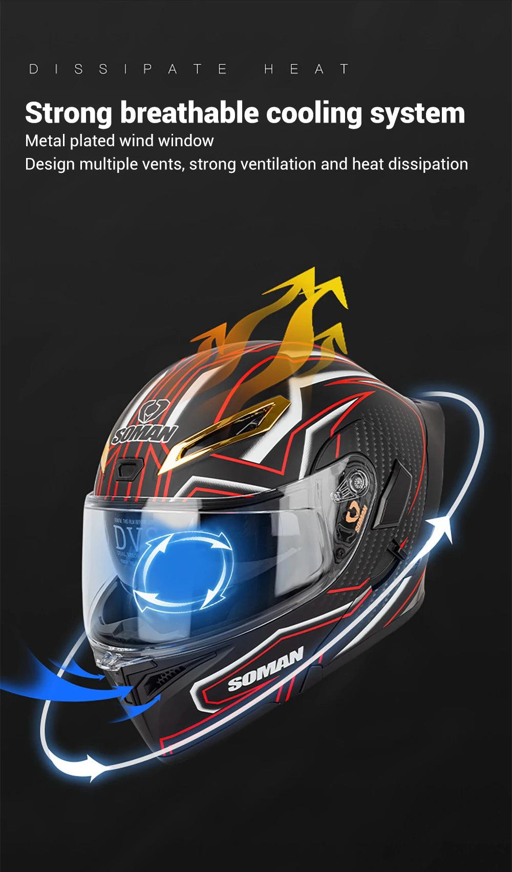 Motorcycle Helmet Double Lens Full Face Helmet Wear-Resistant Head Protection Anti-Slip Motocross Kask Breathable Casco Capacete - Franklyn & Page Emporium