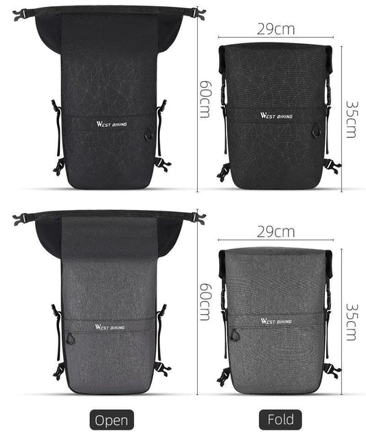 WEST BIKING Full Waterproof Bicycle Pannier 25L Large Capacity Bike Rack Bag Long Travel Cycling Bag MTB Road Bike Accessories - Franklyn & Page Emporium