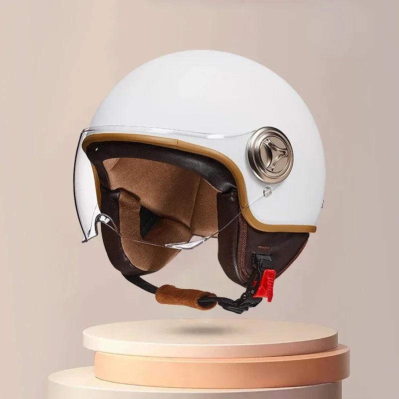 Vintage Electric Motorcycle Helmet Vintage Casque Anti Mist Hat Men's and Women's Skateboarding Warm Helmet Winter Safety Helmet - Franklyn & Page Emporium